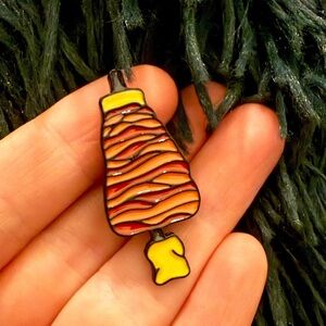 Women’s Accessories Orange and Yellow Yummy Juicy Meat Kebab Enamel Pin Brooch